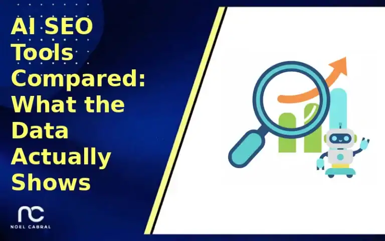 AI SEO tools compared side by side in a conceptual illustration.