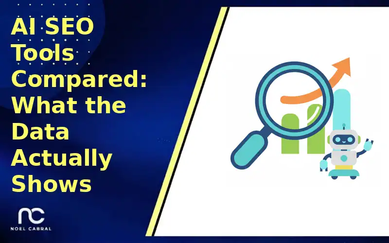 AI SEO tools compared side by side in a conceptual illustration.